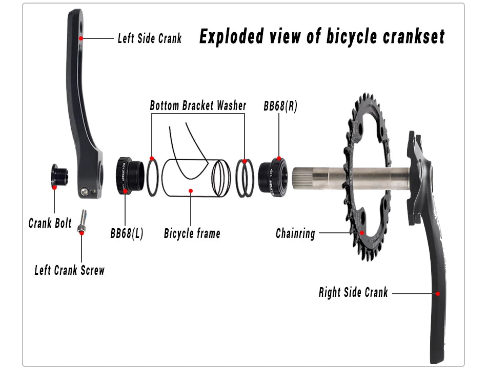GOLDIX 104BCD MTB Crankset 165mm 170mm 175mm crank Round/Oval chainring 32T/34T/36T/38T Narrow Wide Teeth Sprocket for Mountain