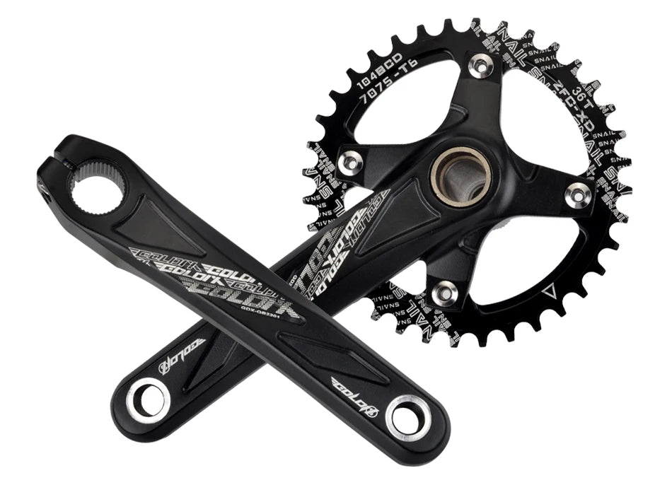 GOLDIX 104BCD MTB Crankset 165mm 170mm 175mm crank Round/Oval chainring 32T/34T/36T/38T Narrow Wide Teeth Sprocket for Mountain