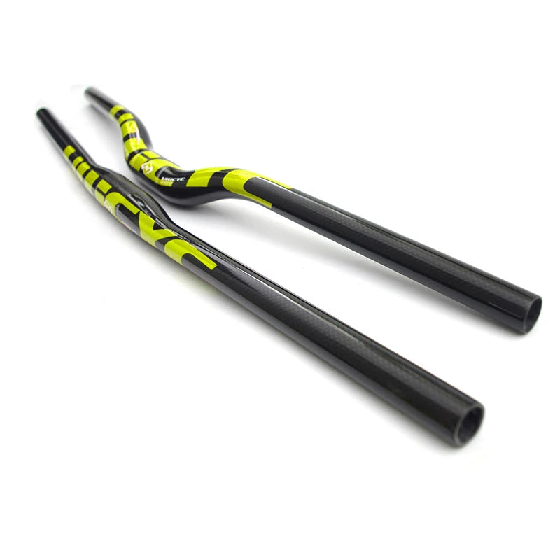 ULLICYC Mountain Bike 3K Full Carbon Handlebar Flat/Rise Carbon Bicycle Handlebar MTB Parts Fluorescent yellow 31.8*580-740mm