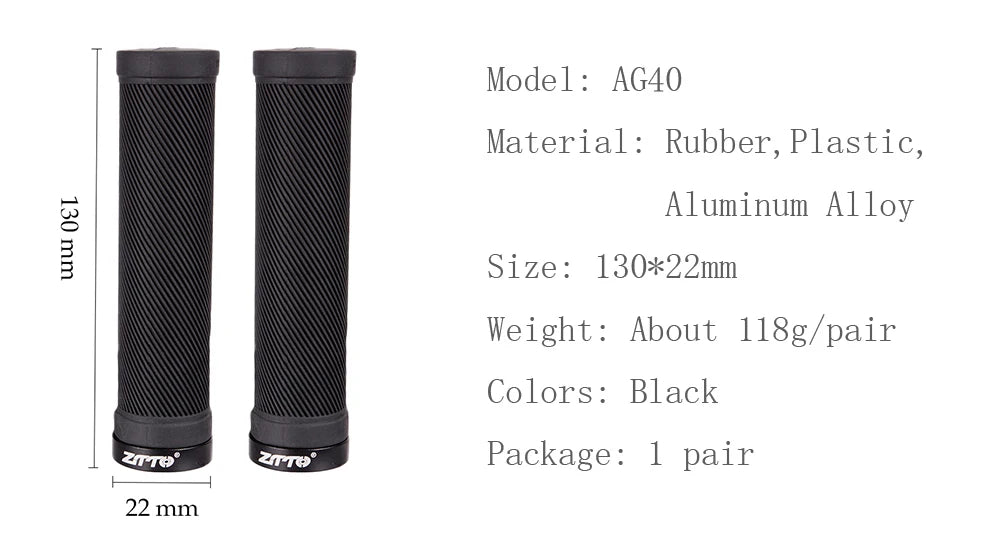 ZTTO 1 Paar AG40 MTB-Griffe für Mountainbike Fixed Gear Lock-on-Griffe Rutschfester Lenker Stoßfeste Gummi-Fahrradgriffe Teile