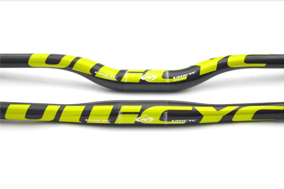 ULLICYC Mountain Bike 3K Full Carbon Handlebar Flat/Rise Carbon Bicycle Handlebar MTB Parts Fluorescent yellow 31.8*580-740mm