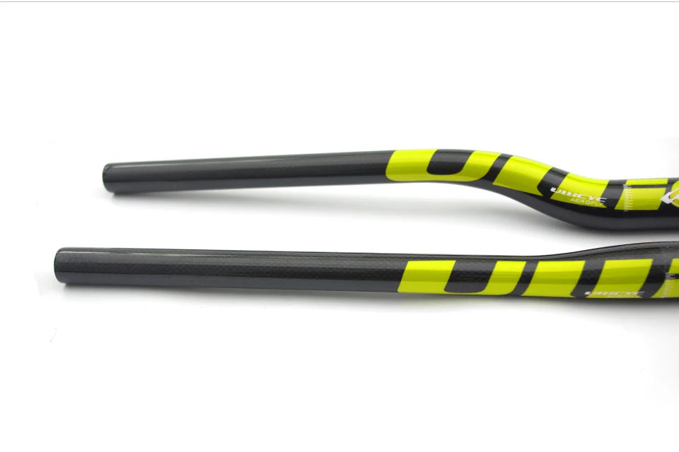 ULLICYC Mountain Bike 3K Full Carbon Handlebar Flat/Rise Carbon Bicycle Handlebar MTB Parts Fluorescent yellow 31.8*580-740mm