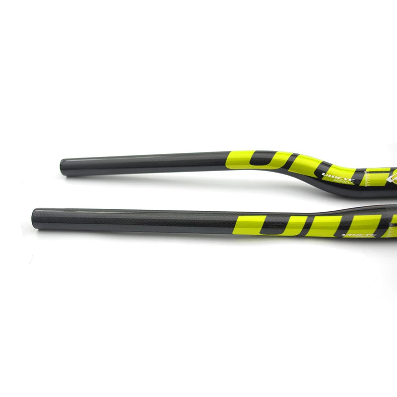 ULLICYC Mountain Bike 3K Full Carbon Handlebar Flat/Rise Carbon Bicycle Handlebar MTB Parts Fluorescent yellow 31.8*580-740mm