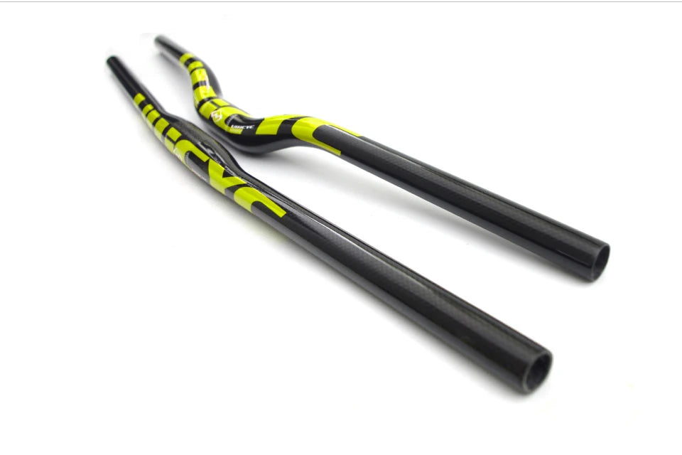 ULLICYC Mountain Bike 3K Full Carbon Handlebar Flat/Rise Carbon Bicycle Handlebar MTB Parts Fluorescent yellow 31.8*580-740mm
