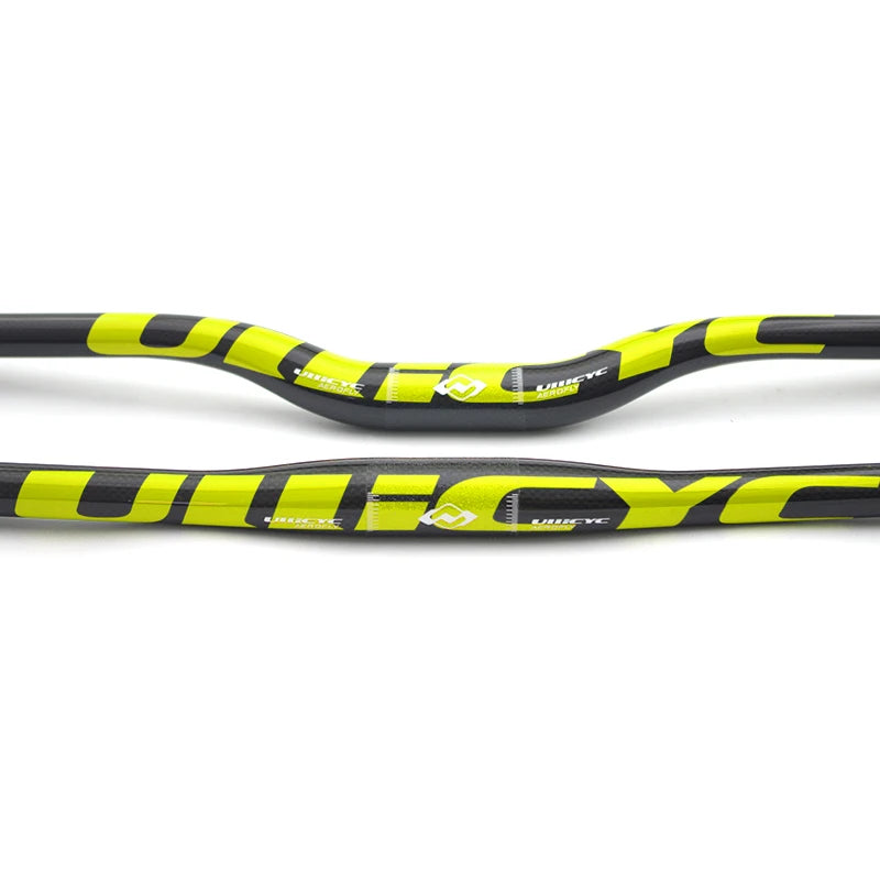 ULLICYC Mountain Bike 3K Full Carbon Handlebar Flat/Rise Carbon Bicycle Handlebar MTB Parts Fluorescent yellow 31.8*580-740mm