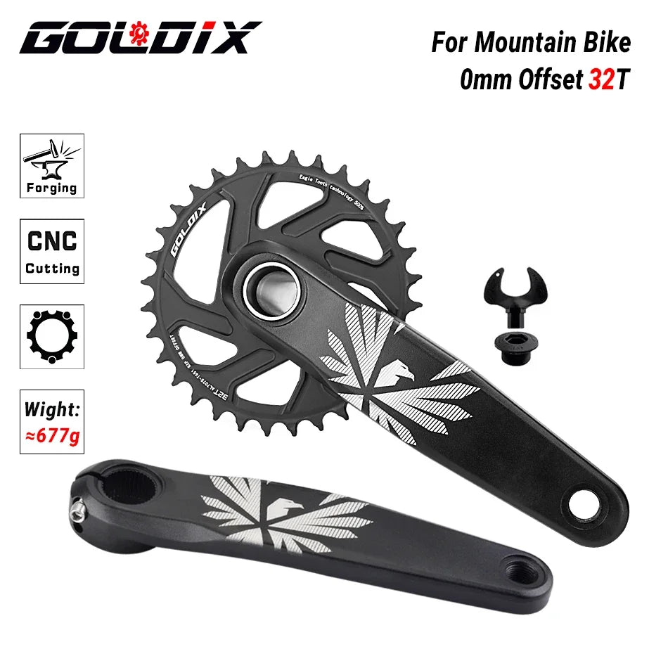 GOLDIX Bicycle Crankset 170/175mm Crank length 0mm Offset Install Directly Chainring 30/32/34/36/38T For Mountain Bike Crankset