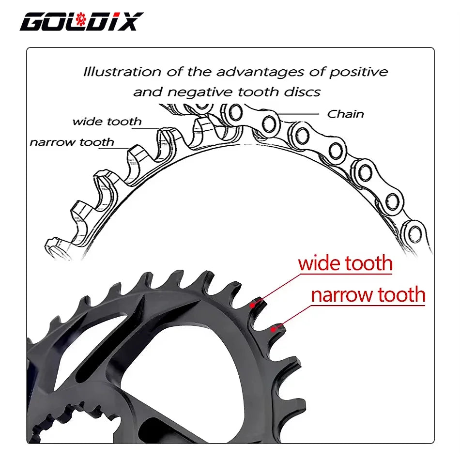 GOLDIX Bicycle Crankset 170/175mm Crank length 0mm Offset Install Directly Chainring 30/32/34/36/38T For Mountain Bike Crankset
