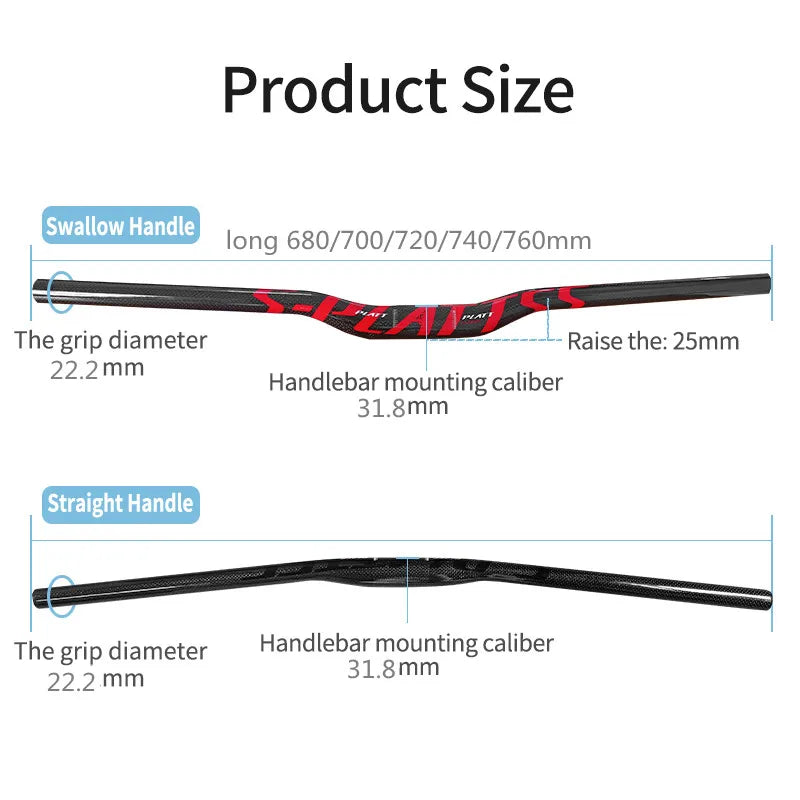 MTB Carbon Lenker – Flat & Riser | 31.8mm | 680–760mm | Hochfest & Ultraleicht