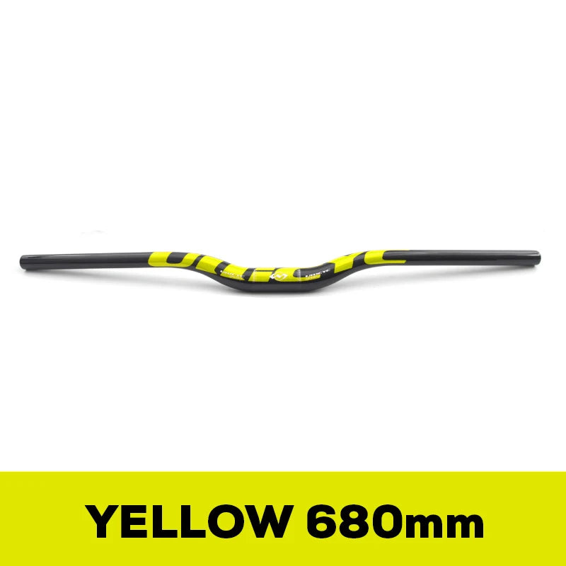 ULLICYC Mountain Bike 3K Full Carbon Handlebar Flat/Rise Carbon Bicycle Handlebar MTB Parts Fluorescent yellow 31.8*580-740mm