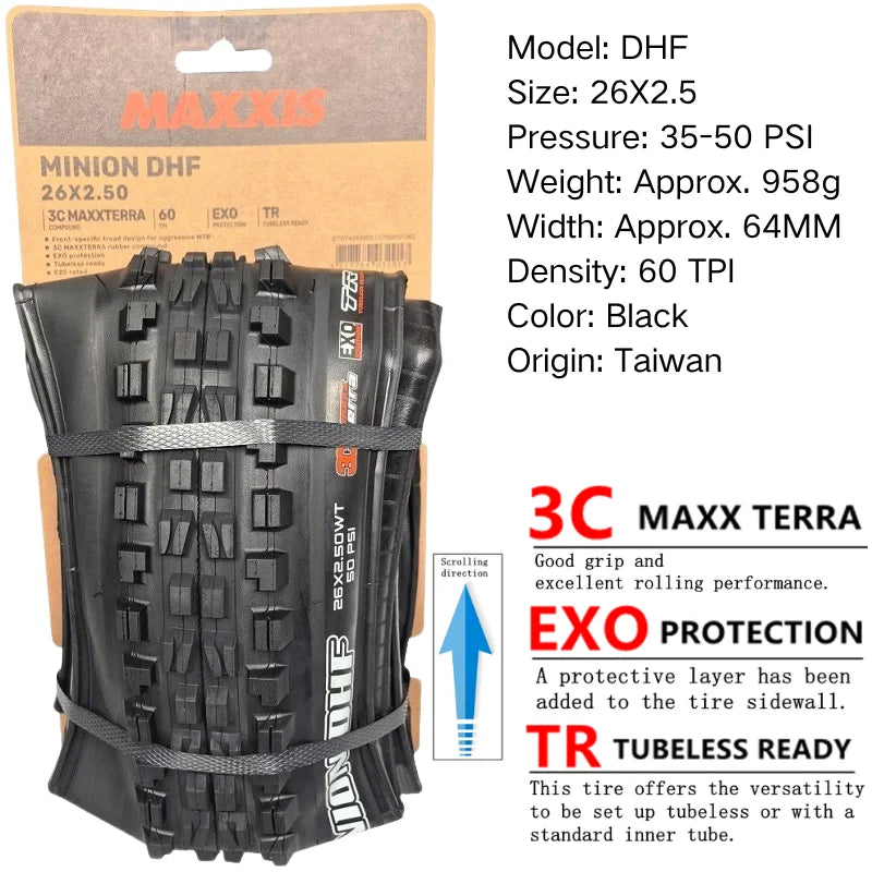 Maxxis Minion DHF (M301Ru) 26x2.3 27.5x2.3/2.5/2.8 29x2.3/2.5  Folding Downhill Tires For Mountain Bikes Are More Wear-resistant