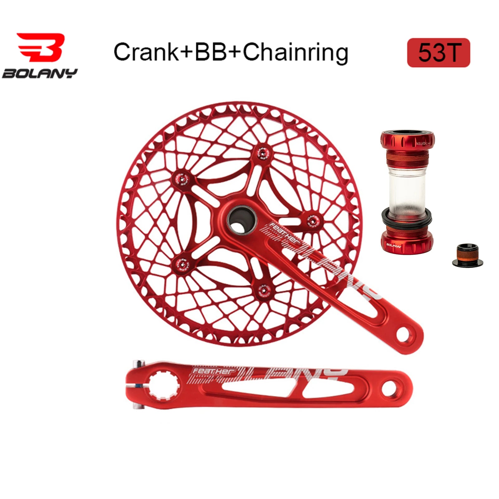 BOLANY Crankset Folding Bicycle Crank 170mm 130BCD 5 Bolts Aluminum Alloy Bottom Bracket Ceramic Bearing CNC Anodized Bike Parts