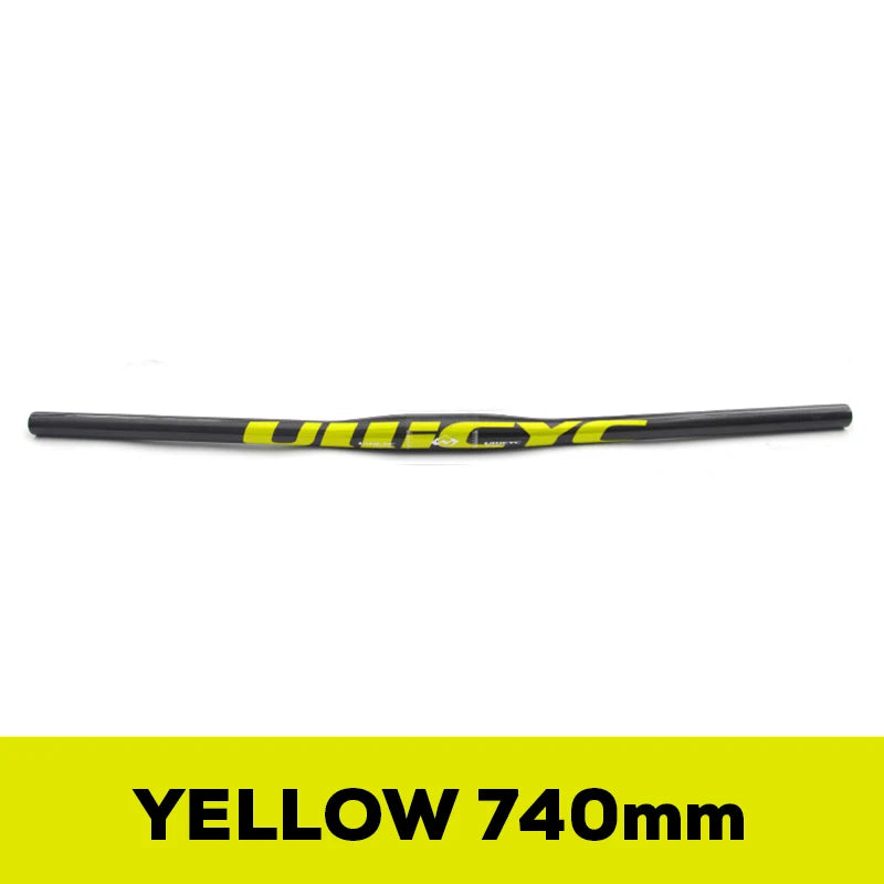 ULLICYC Mountain Bike 3K Full Carbon Handlebar Flat/Rise Carbon Bicycle Handlebar MTB Parts Fluorescent yellow 31.8*580-740mm