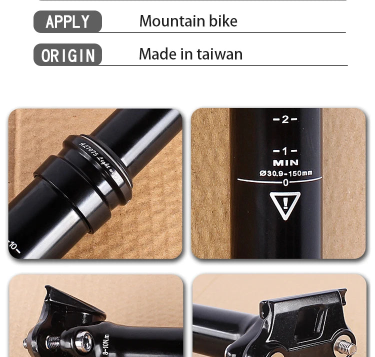 Tranz-x Dropper-Sattelstütze interne Zugverlegung 30,9 mm hydraulisch absenkbar 150 mm Federweg Mountainbike-Sattelstütze Rohrteil