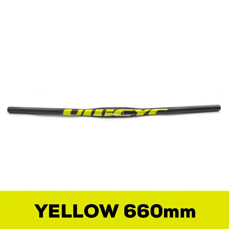 ULLICYC Mountain Bike 3K Full Carbon Handlebar Flat/Rise Carbon Bicycle Handlebar MTB Parts Fluorescent yellow 31.8*580-740mm