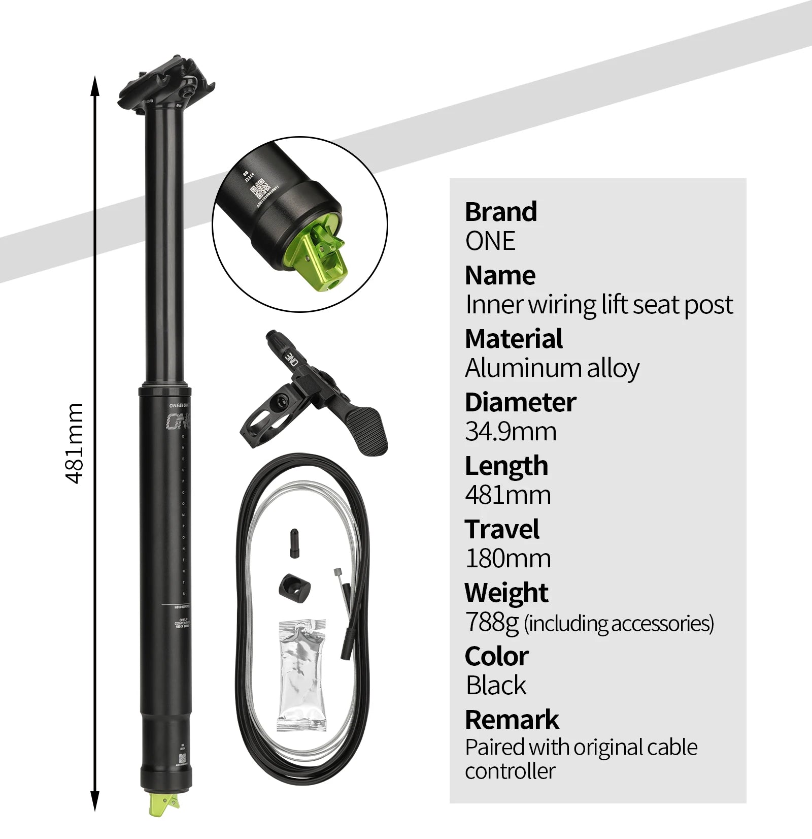 MTB Dropper Sattelstütze Aluminiumlegierung 34,4MM Interne Zugsteuerung Sattelrohr 125/150/170/200mm Federweg Meroca Zugsteuerhebel
