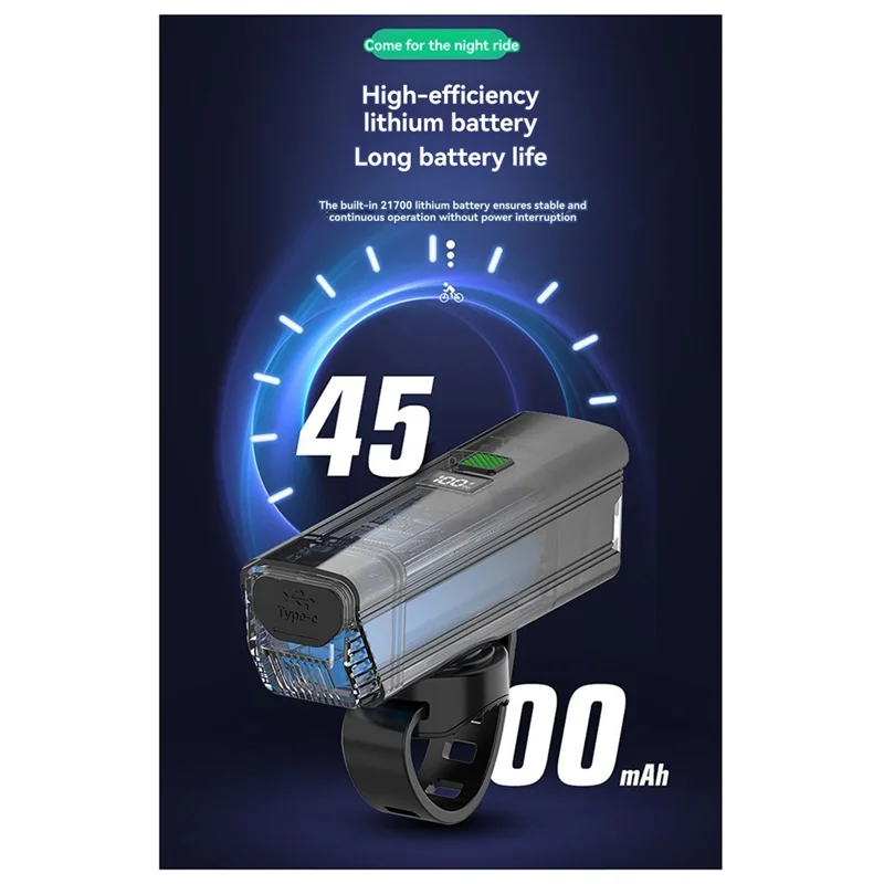 Cycling Lights Night Riding Lights With High And Low  Switch 800 Lumens USB-C Charging For Cyclists And Commuters-[A49T]