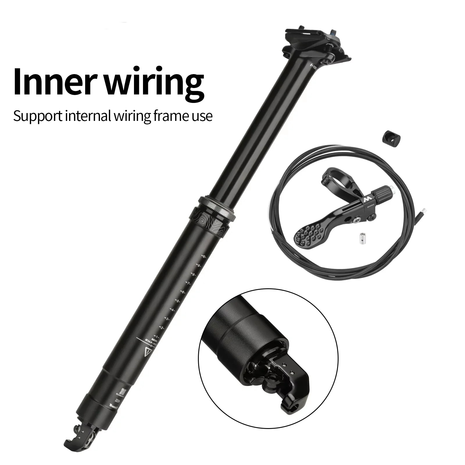 MTB Dropper Seatpost Aluminum Alloy 34.4MM Inner Wiring Control Seat Tube 125/150/170/200mm Travel Meroca Wire Control Lever