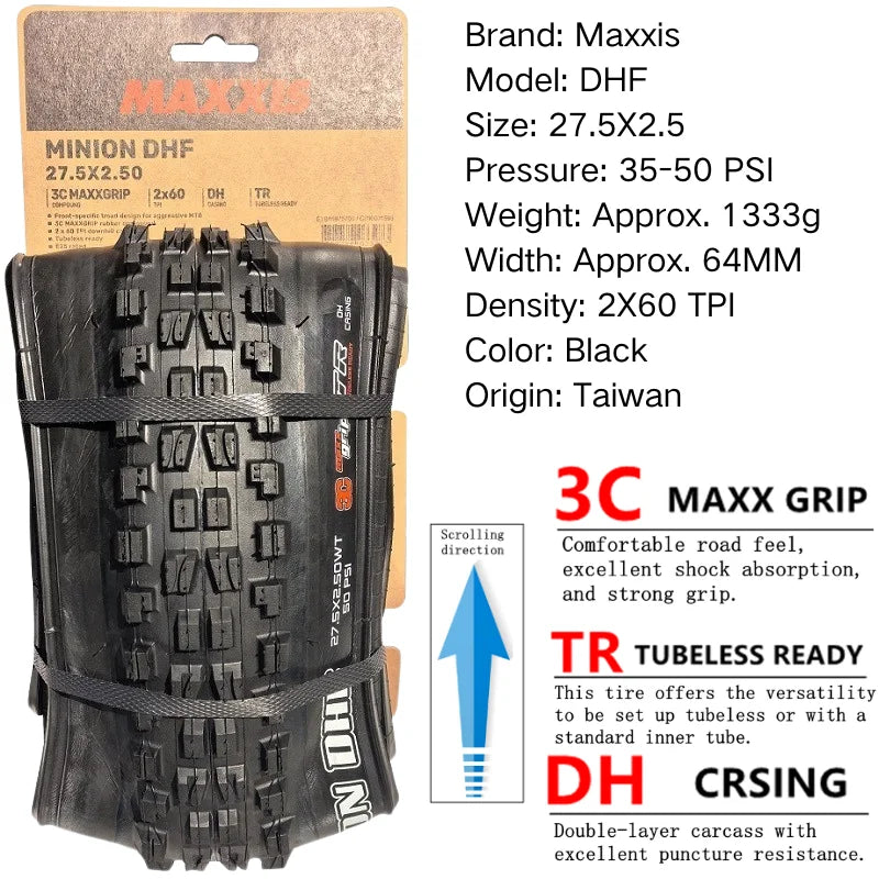 Maxxis Minion DHF (M301Ru) 26x2.3 27.5x2.3/2.5/2.8 29x2.3/2.5  Folding Downhill Tires For Mountain Bikes Are More Wear-resistant