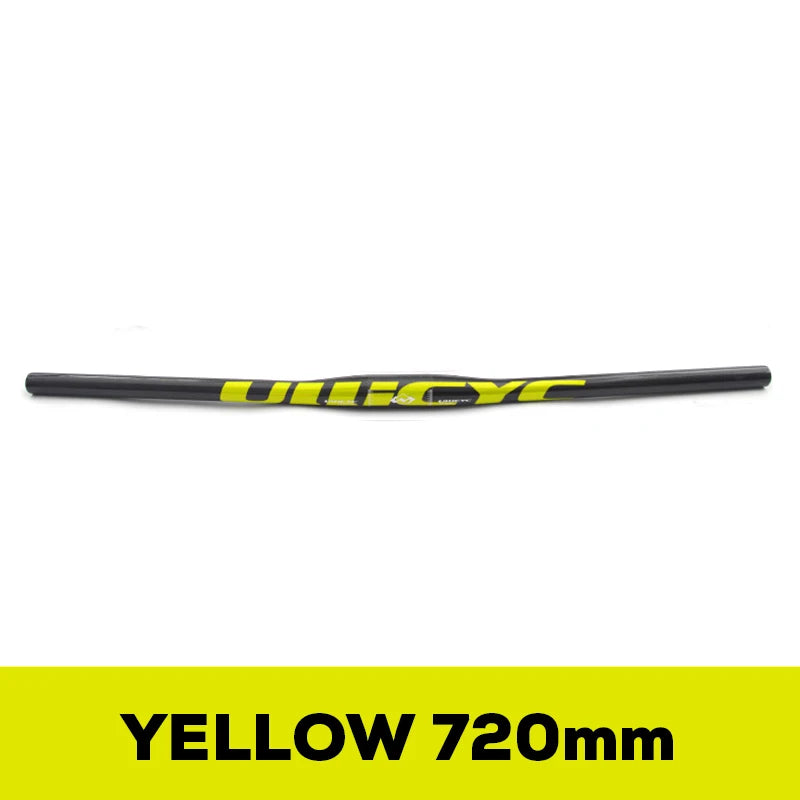 ULLICYC Mountain Bike 3K Full Carbon Handlebar Flat/Rise Carbon Bicycle Handlebar MTB Parts Fluorescent yellow 31.8*580-740mm