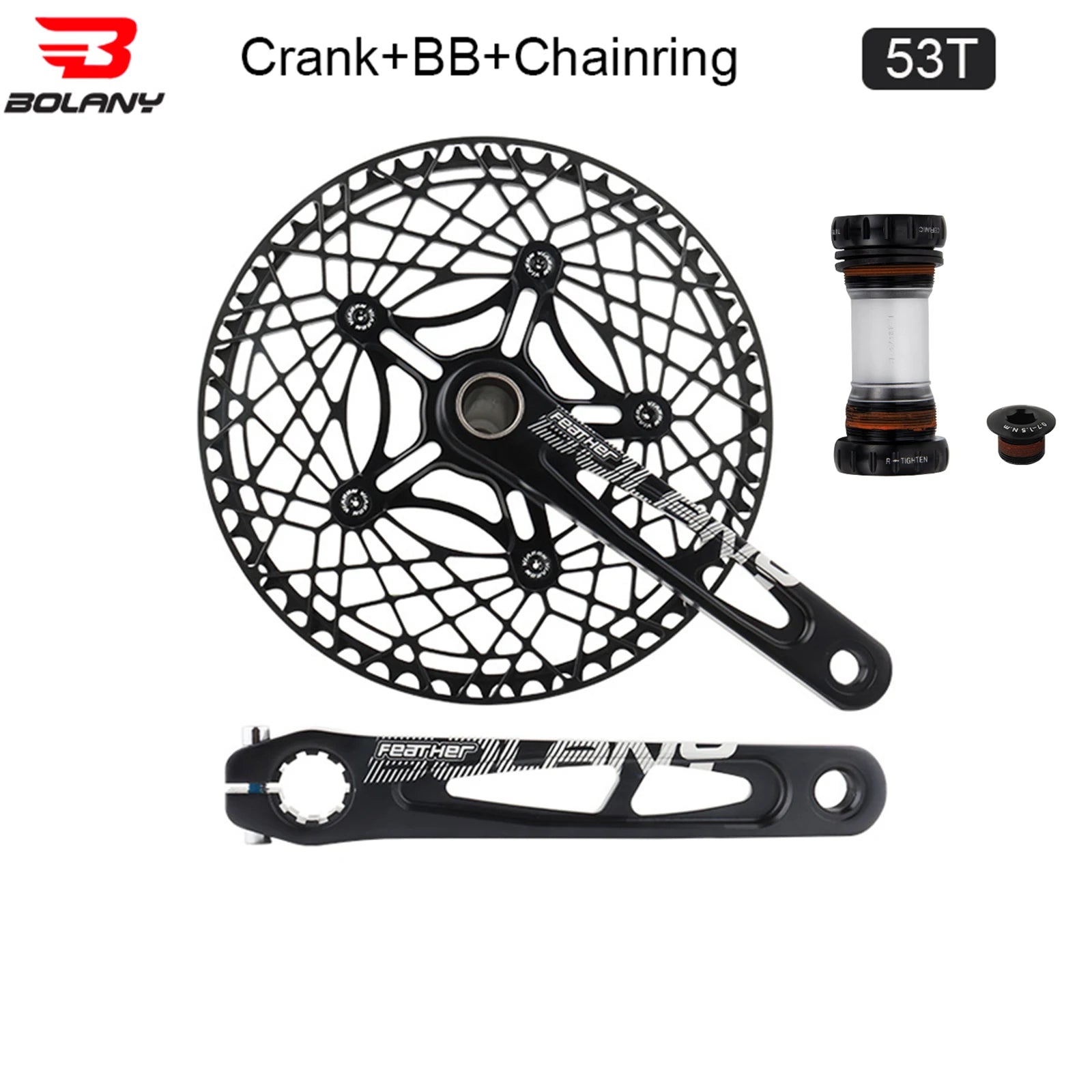 BOLANY Crankset Folding Bicycle Crank 170mm 130BCD 5 Bolts Aluminum Alloy Bottom Bracket Ceramic Bearing CNC Anodized Bike Parts