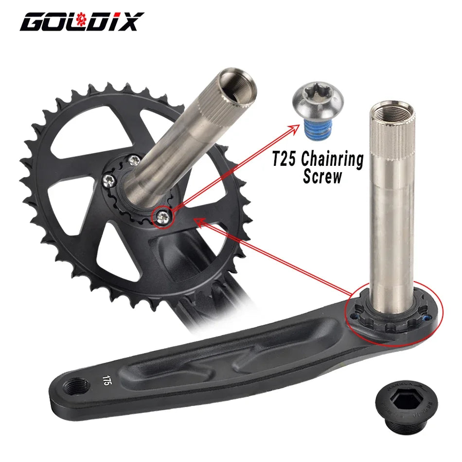 GOLDIX Bicycle Crankset 170/175mm Crank length 0mm Offset Install Directly Chainring 30/32/34/36/38T For Mountain Bike Crankset