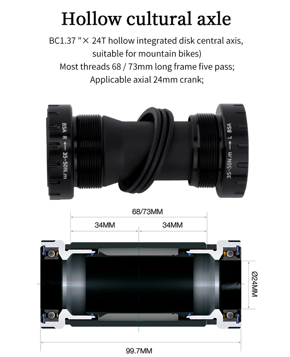 GOLDIX Bicycle Crankset 170/175mm Crank length 0mm Offset Install Directly Chainring 30/32/34/36/38T For Mountain Bike Crankset