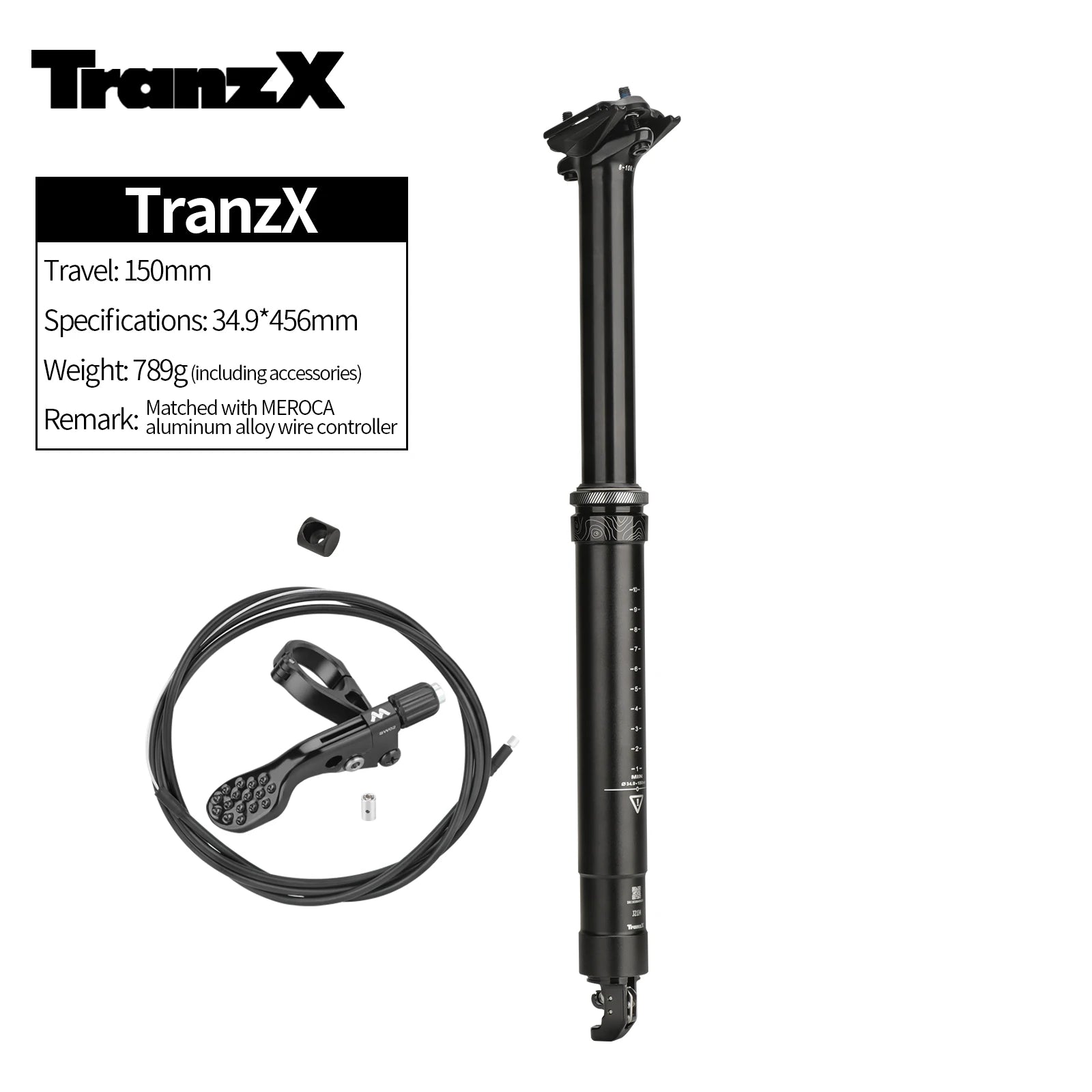 MTB Dropper Seatpost Aluminum Alloy 34.4MM Inner Wiring Control Seat Tube 125/150/170/200mm Travel Meroca Wire Control Lever