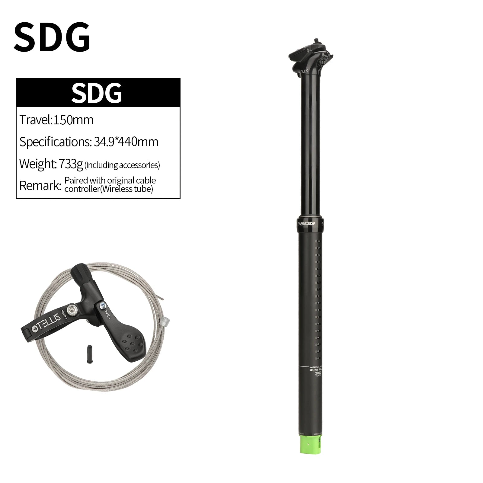 MTB Dropper Seatpost Aluminum Alloy 34.4MM Inner Wiring Control Seat Tube 125/150/170/200mm Travel Meroca Wire Control Lever