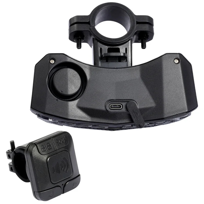 USB Rechargeable Bike Taillight with Alarm, Waterproof Anti Theft Rear Light Bicycle Turn Signal Brake Warning Light