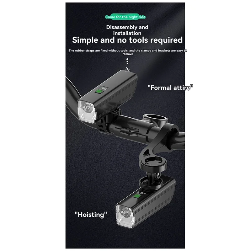 Cycling Lights Night Riding Lights With High And Low  Switch 800 Lumens USB-C Charging For Cyclists And Commuters-[A49T]