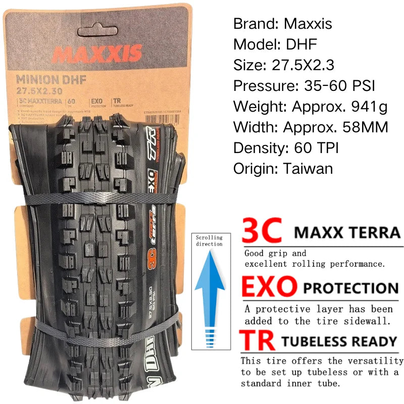 Maxxis Minion DHF (M301Ru) 26x2.3 27.5x2.3/2.5/2.8 29x2.3/2.5  Folding Downhill Tires For Mountain Bikes Are More Wear-resistant