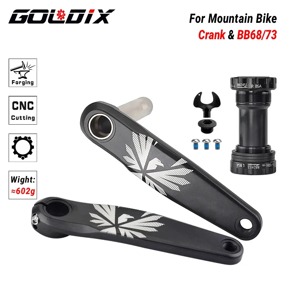 GOLDIX Bicycle Crankset 170/175mm Crank length 0mm Offset Install Directly Chainring 30/32/34/36/38T For Mountain Bike Crankset