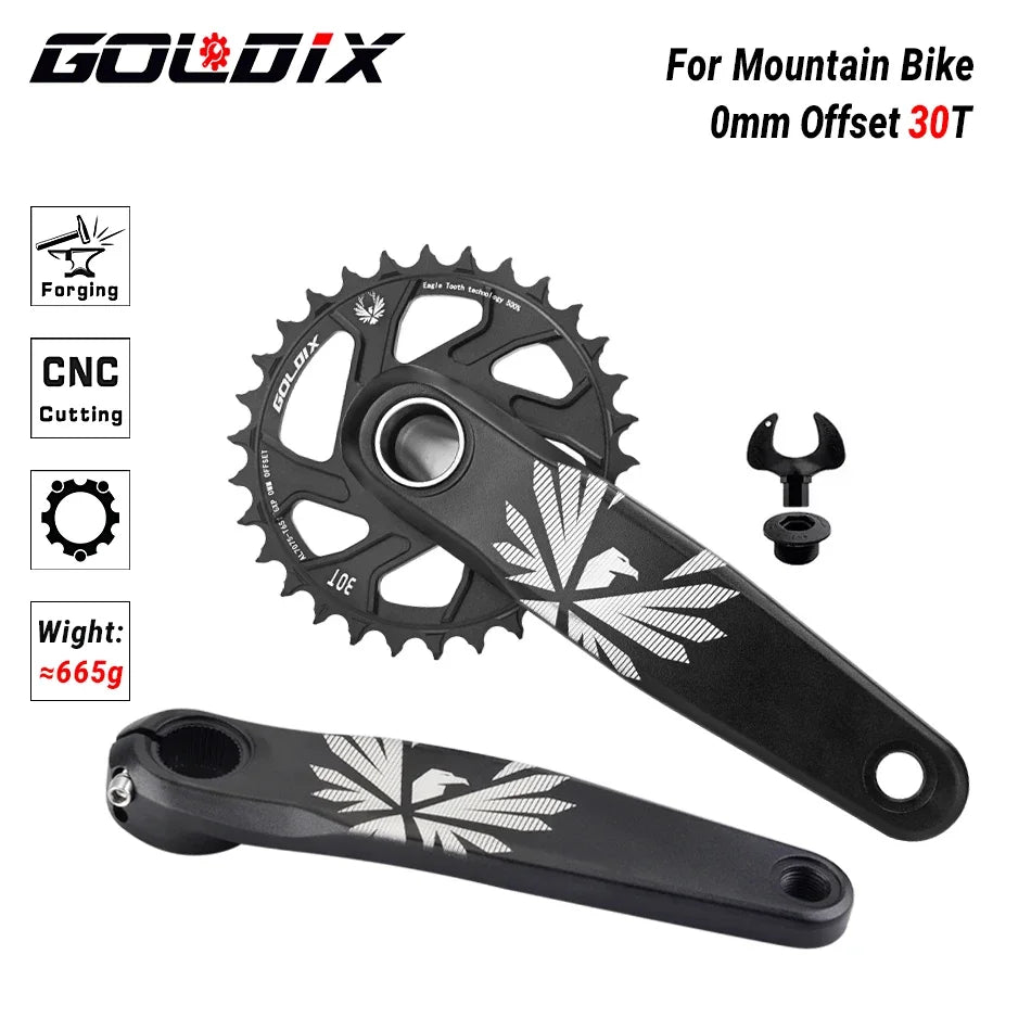 GOLDIX Bicycle Crankset 170/175mm Crank length 0mm Offset Install Directly Chainring 30/32/34/36/38T For Mountain Bike Crankset