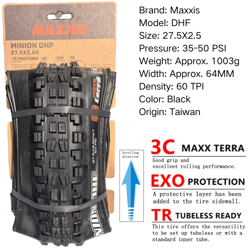 Maxxis Minion DHF (M301Ru) 26x2.3 27.5x2.3/2.5/2.8 29x2.3/2.5  Folding Downhill Tires For Mountain Bikes Are More Wear-resistant