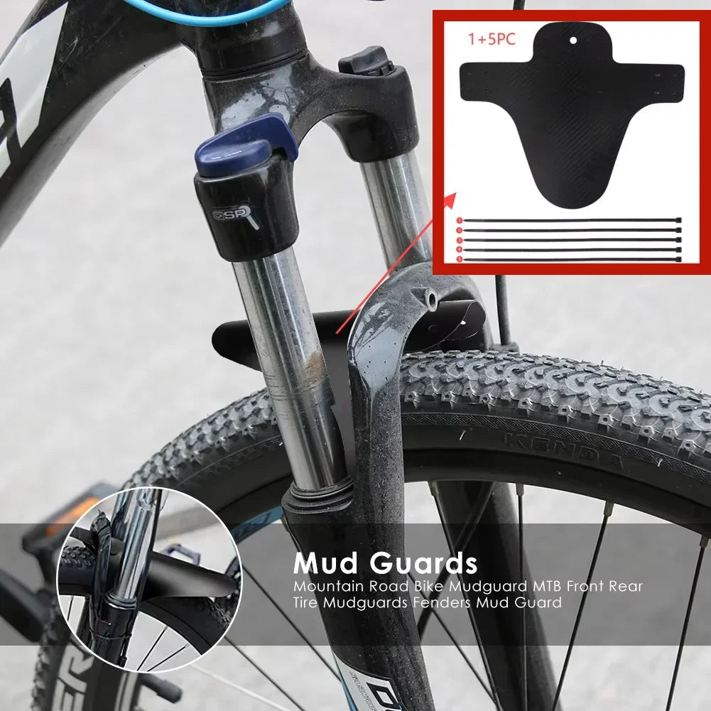 MTB Carbon Mud Guard Set – Universelles Schutzblech für Vorder- & Hintergabel | Inkl. 5 Kabelbinder