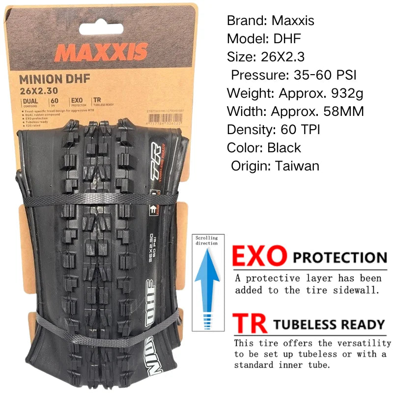 Maxxis Minion DHF (M301Ru) 26x2.3 27.5x2.3/2.5/2.8 29x2.3/2.5  Folding Downhill Tires For Mountain Bikes Are More Wear-resistant