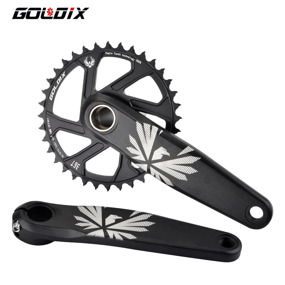 GOLDIX Bicycle Crankset 170/175mm Crank length 0mm Offset Install Directly Chainring 30/32/34/36/38T For Mountain Bike Crankset