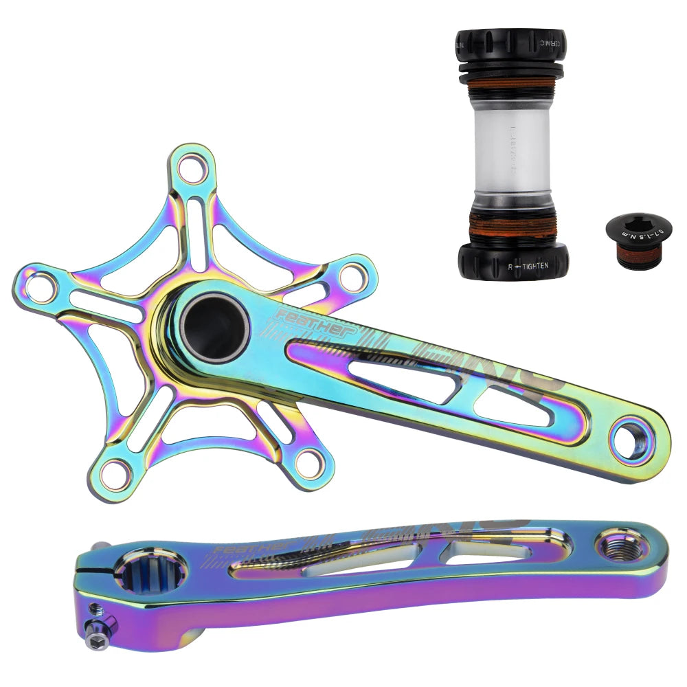 BOLANY Crankset Folding Bicycle Crank 170mm 130BCD 5 Bolts Aluminum Alloy Bottom Bracket Ceramic Bearing CNC Anodized Bike Parts