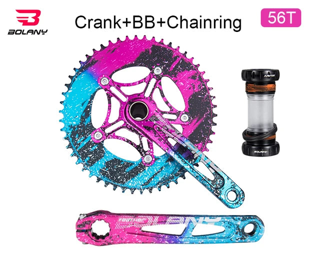 BOLANY Crankset Folding Bicycle Crank 170mm 130BCD 5 Bolts Aluminum Alloy Bottom Bracket Ceramic Bearing CNC Anodized Bike Parts