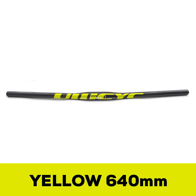 ULLICYC Mountain Bike 3K Full Carbon Handlebar Flat/Rise Carbon Bicycle Handlebar MTB Parts Fluorescent yellow 31.8*580-740mm