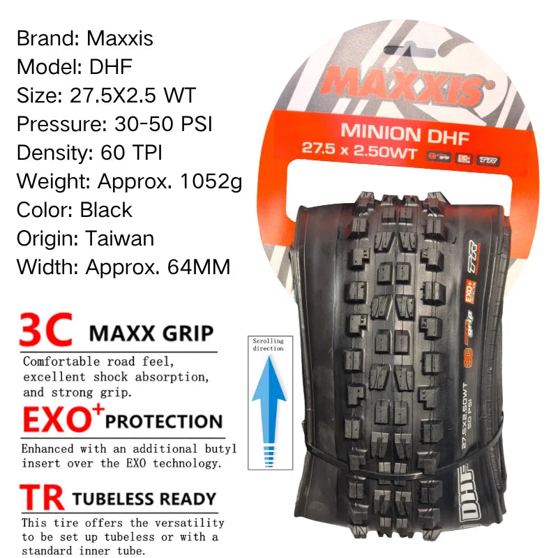 Maxxis Minion DHF (M301Ru) 26x2.3 27.5x2.3/2.5/2.8 29x2.3/2.5  Folding Downhill Tires For Mountain Bikes Are More Wear-resistant