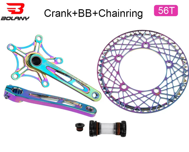 BOLANY Crankset Folding Bicycle Crank 170mm 130BCD 5 Bolts Aluminum Alloy Bottom Bracket Ceramic Bearing CNC Anodized Bike Parts