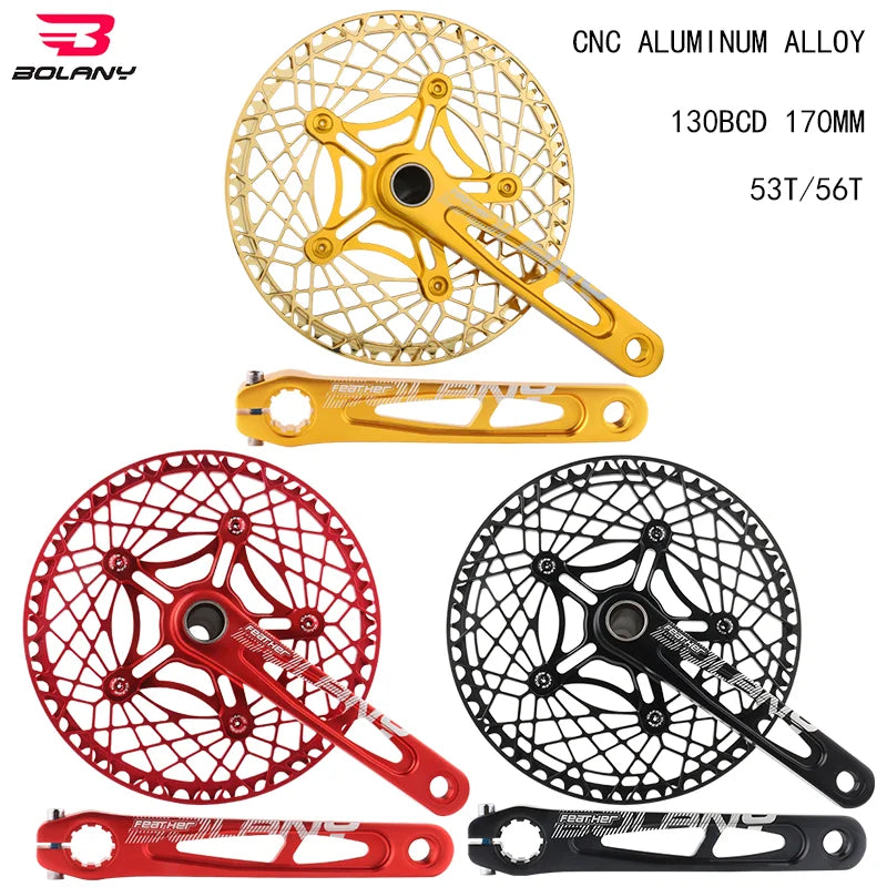 BOLANY Crankset Folding Bicycle Crank 170mm 130BCD 5 Bolts Aluminum Alloy Bottom Bracket Ceramic Bearing CNC Anodized Bike Parts