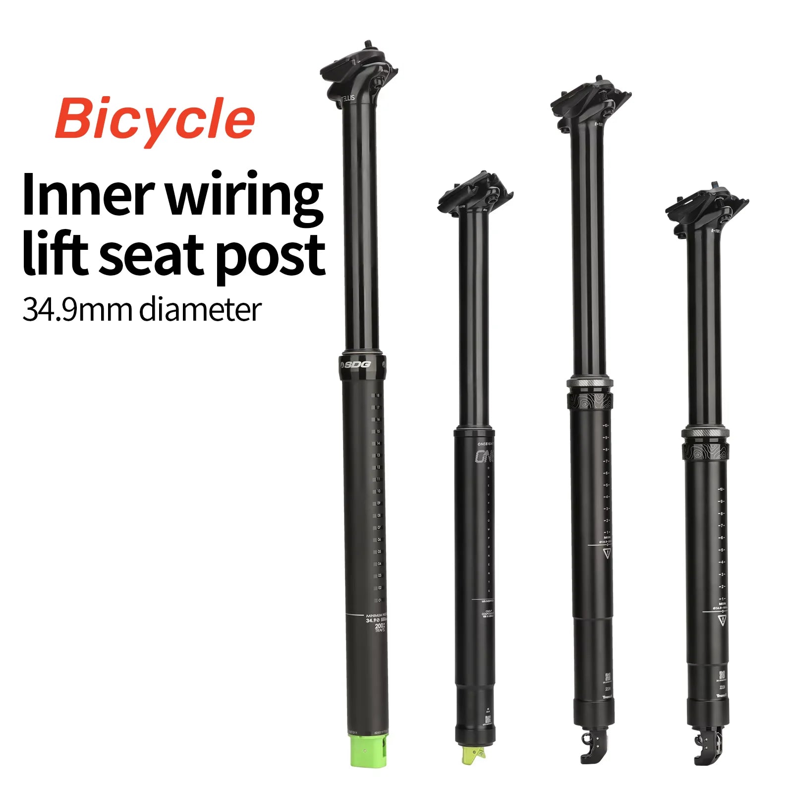 MTB Dropper Seatpost Aluminum Alloy 34.4MM Inner Wiring Control Seat Tube 125/150/170/200mm Travel Meroca Wire Control Lever