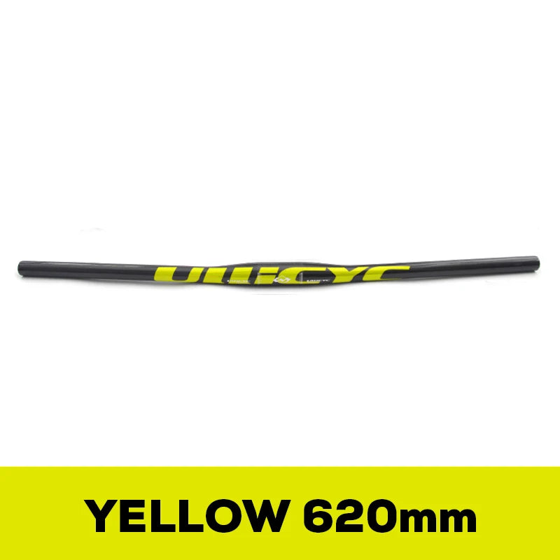 ULLICYC Mountain Bike 3K Full Carbon Handlebar Flat/Rise Carbon Bicycle Handlebar MTB Parts Fluorescent yellow 31.8*580-740mm