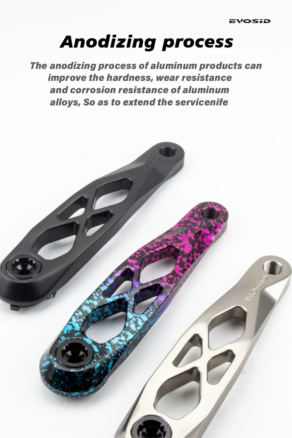 EVOSID Ultralight MTB Bike Crank 165mm DUB Axis 29mm Mountain Bicycle Crankset 170mm 3-nail Straight Installation For Enduro AM