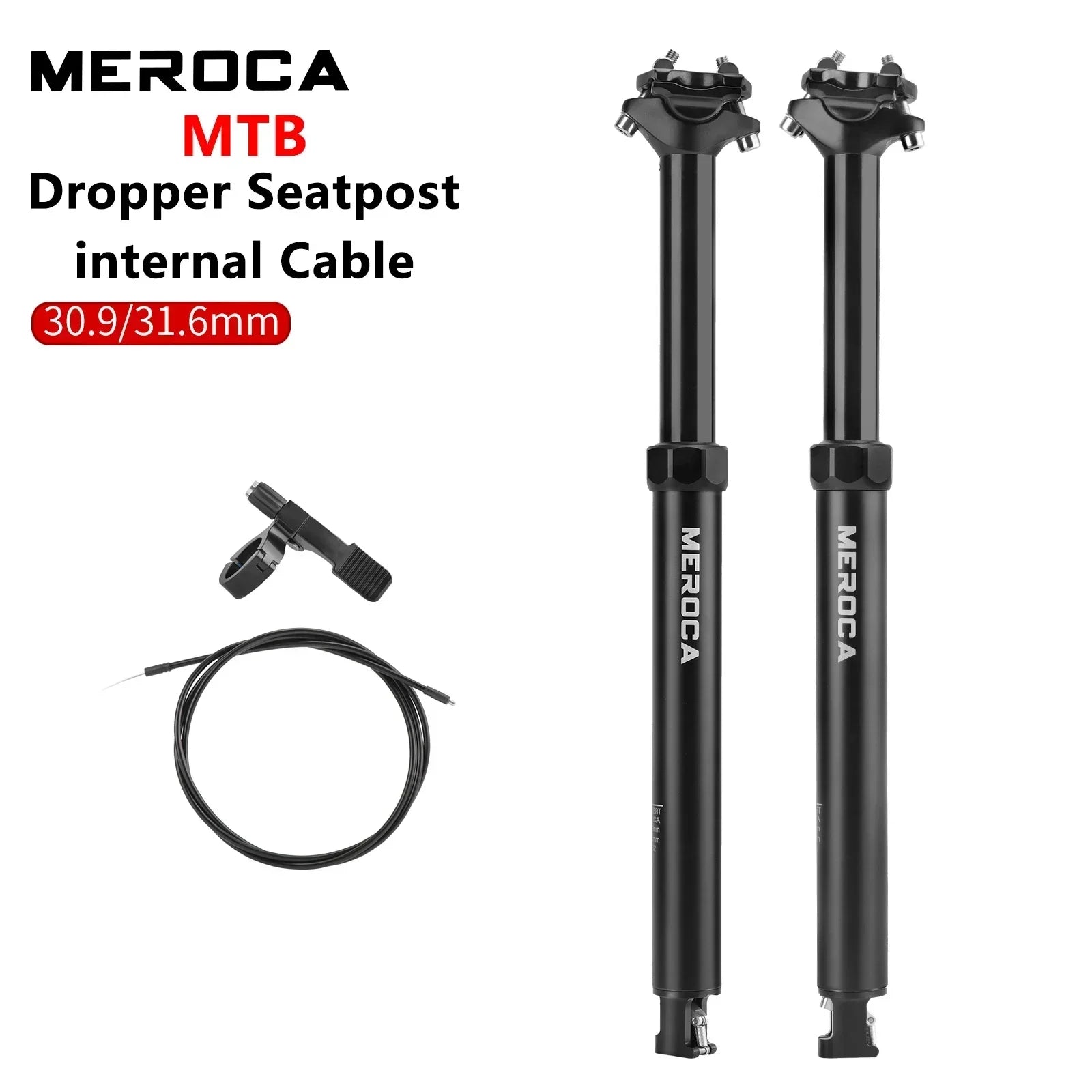 MEROCA Bicycle Dropper Seatpost 27.2/30.9/31.6x425mm Internal Routing Cable Remote Wire Control Lift Seat Tube Mtb Seatpost