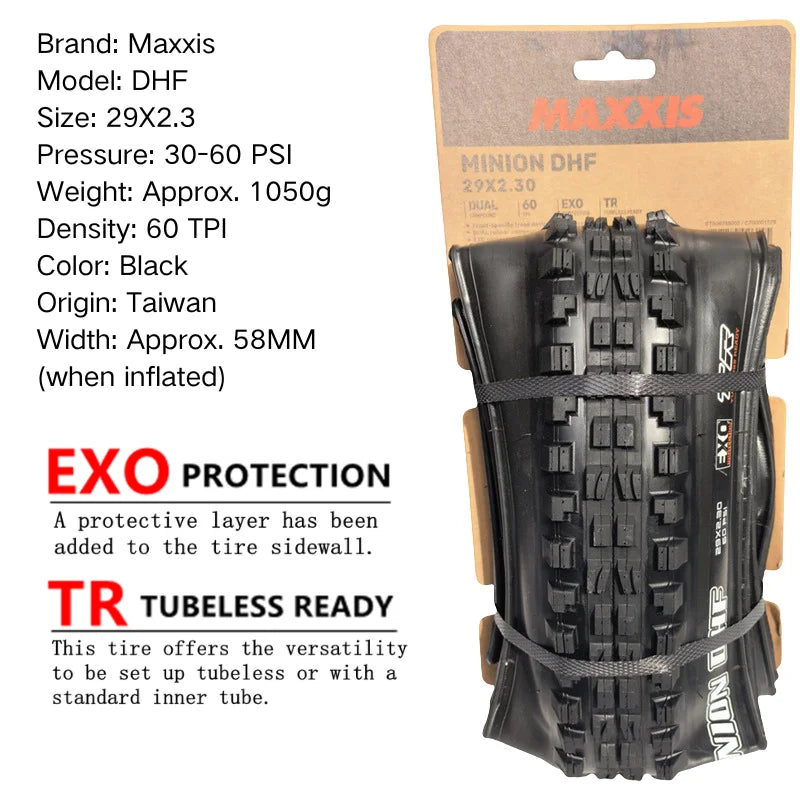 Maxxis Minion DHF (M301Ru) 26x2.3 27.5x2.3/2.5/2.8 29x2.3/2.5  Folding Downhill Tires For Mountain Bikes Are More Wear-resistant