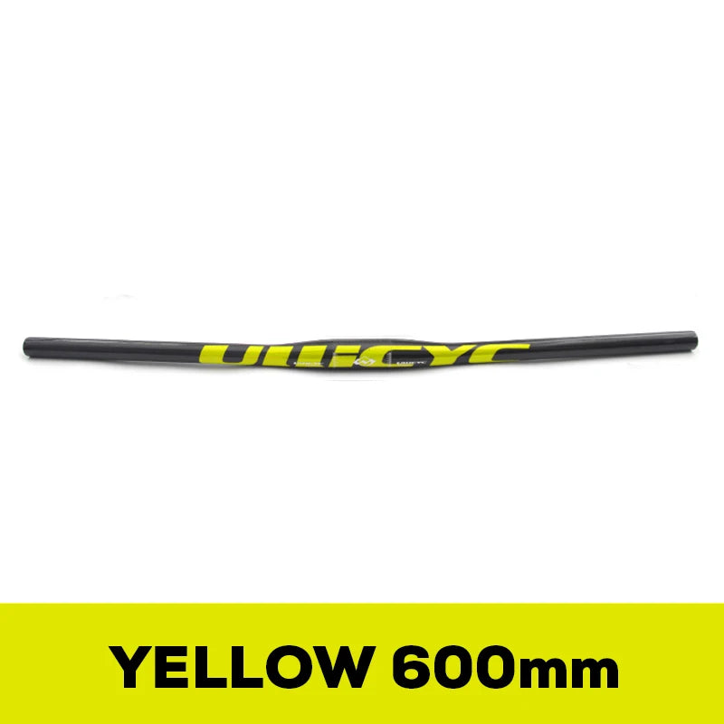 ULLICYC Mountain Bike 3K Full Carbon Handlebar Flat/Rise Carbon Bicycle Handlebar MTB Parts Fluorescent yellow 31.8*580-740mm