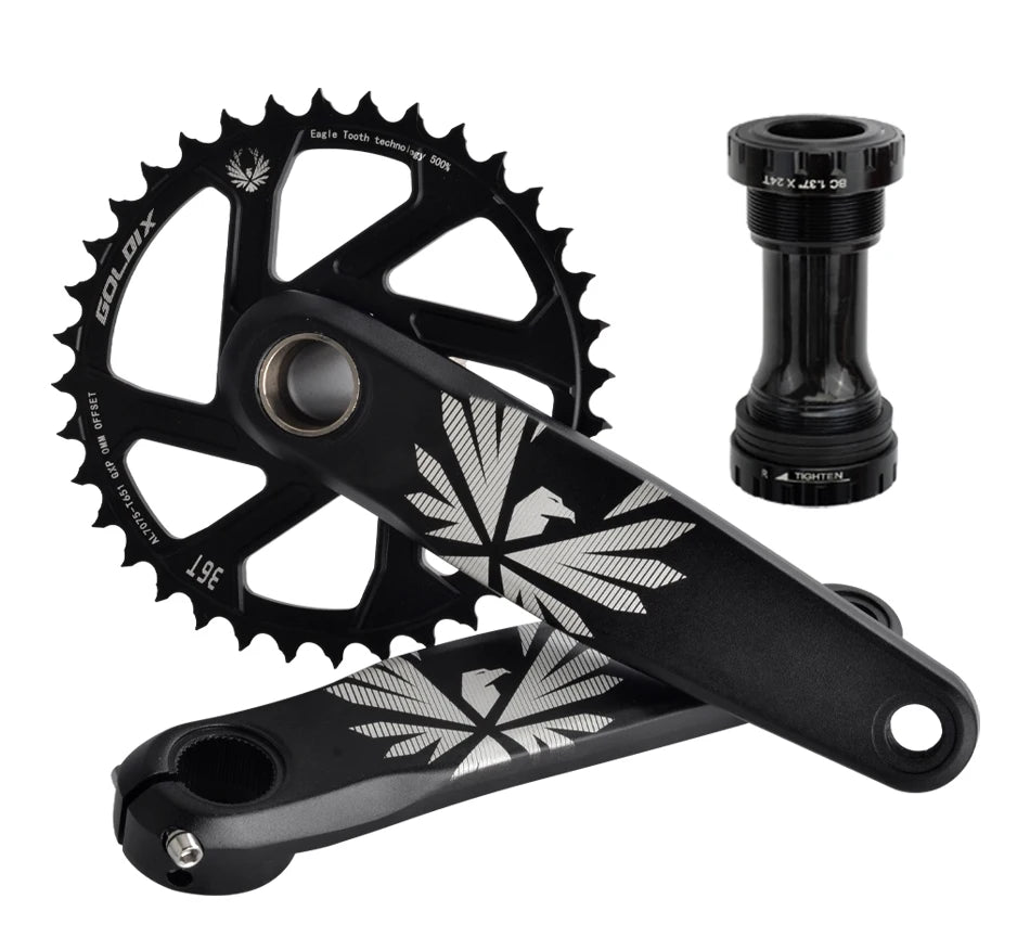 GOLDIX Bicycle Crankset 170/175mm Crank length 0mm Offset Install Directly Chainring 30/32/34/36/38T For Mountain Bike Crankset